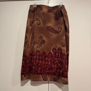 Women’s Size 14 Brown and Red Paisley Patterned Skirt by Requirements